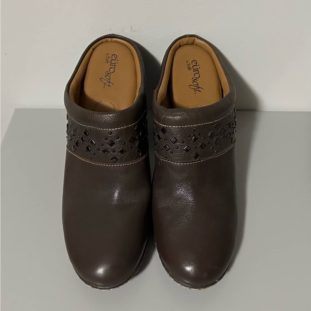 "Eüro Soft by Söfft" Women's Leather Slip On Clog Mules Size 8.5